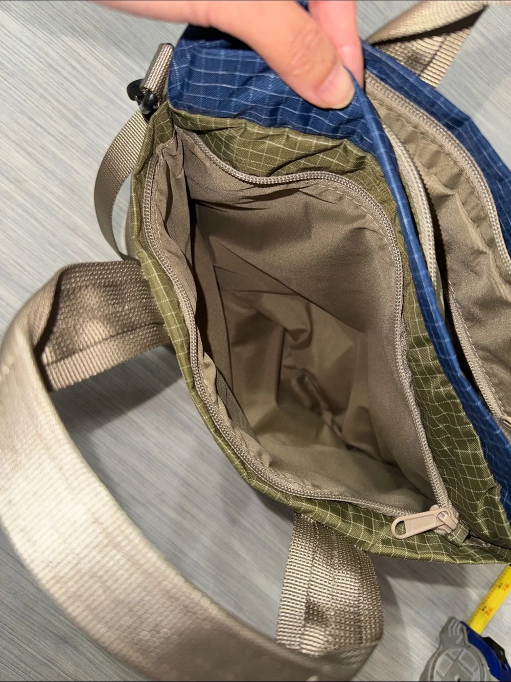 Dakine Jinx Mini Tote Bag Base Camp Ripstop Crossbody Olive Green Navy